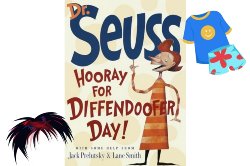 book cover of Hooray for Diffendoofer Day with wacky hair and and mismatched clothes